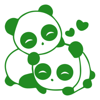 Cute Panda Couple In Love Decal (Green)